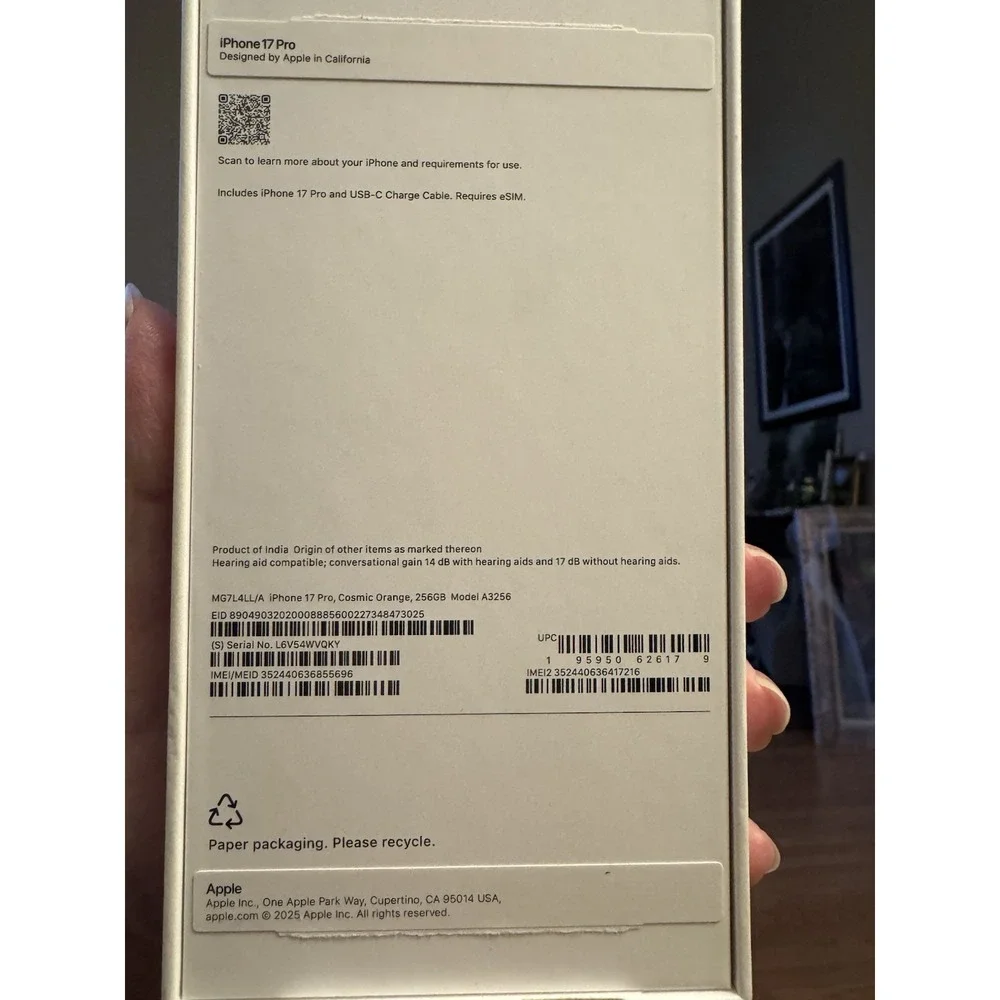 Apple iPhone 17 Pro EMPTY‎ BOX ONLY Cosmic Orange 256GB - Model A3256 NO Phone